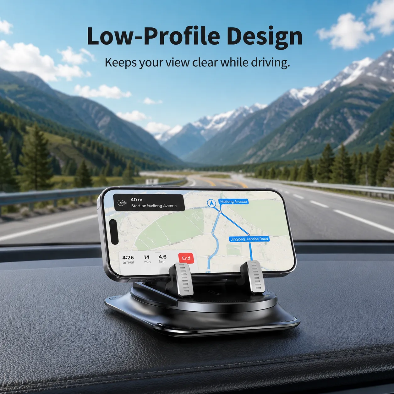 360° Car Phone Holder — Suction Cup Dashboard Mount, iPhone & Android