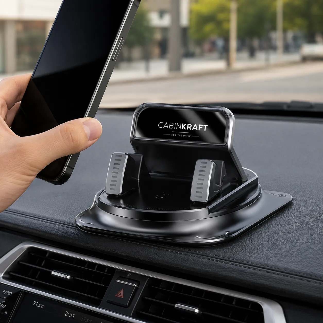 360° Car Phone Holder — Suction Cup Dashboard Mount, iPhone & Android