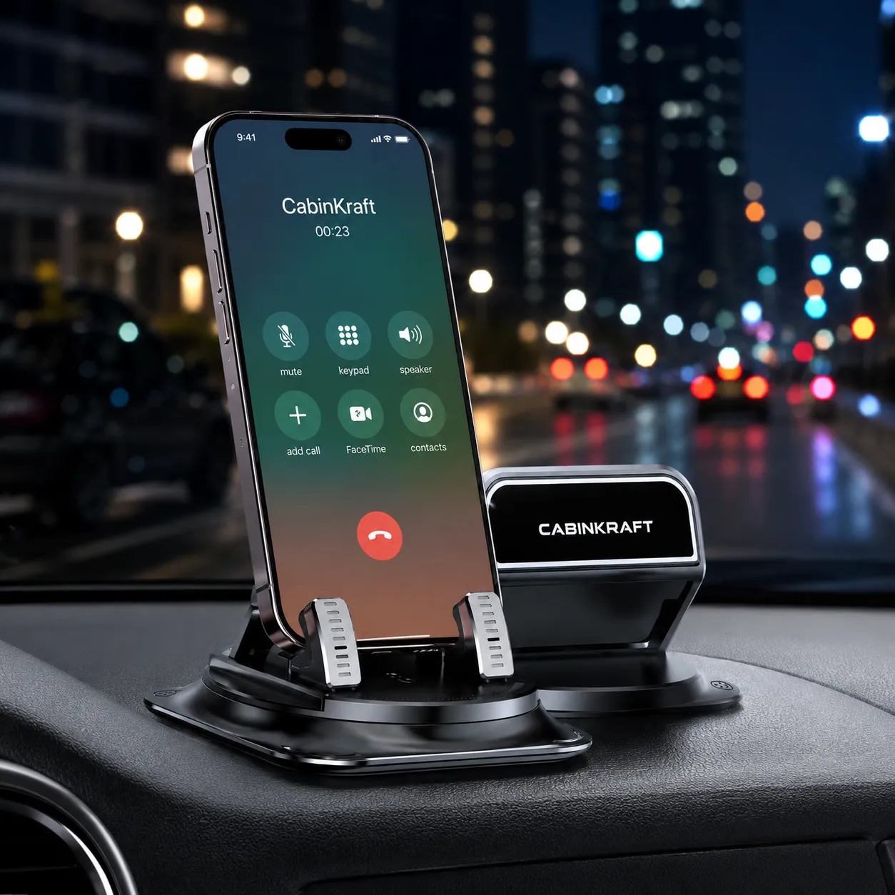 360° Car Phone Holder — Suction Cup Dashboard Mount, iPhone & Android